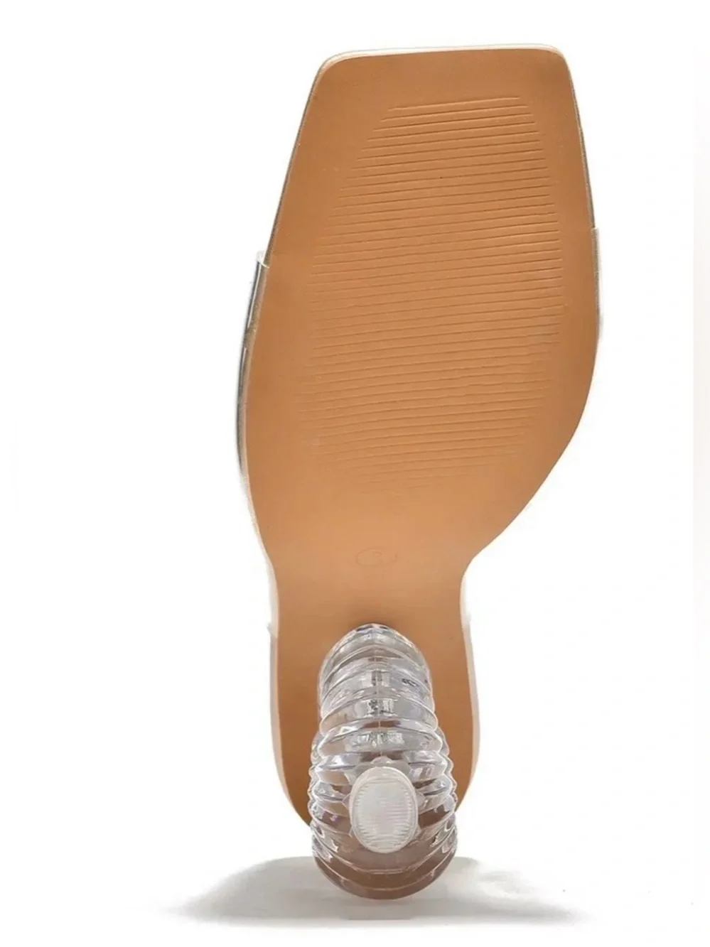 Cape Robbin Clear Strap Mule Heels with Gold Insole